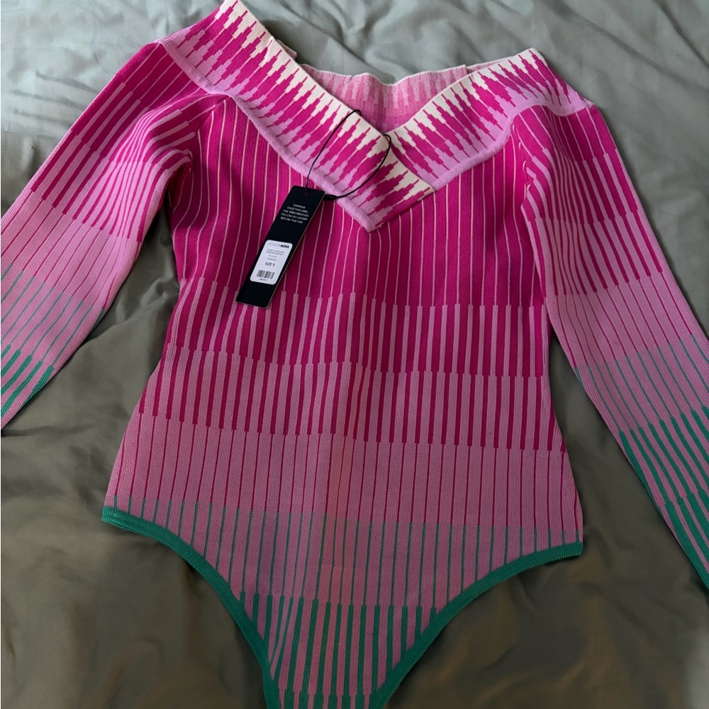 Pink and Green Striped One Piece